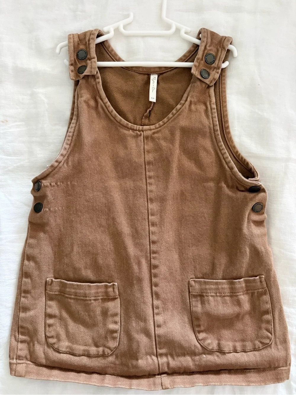 Rylee + Cru Toddler Brown Overall Dress Pinafore - Neutral Brown Kids Bottoms